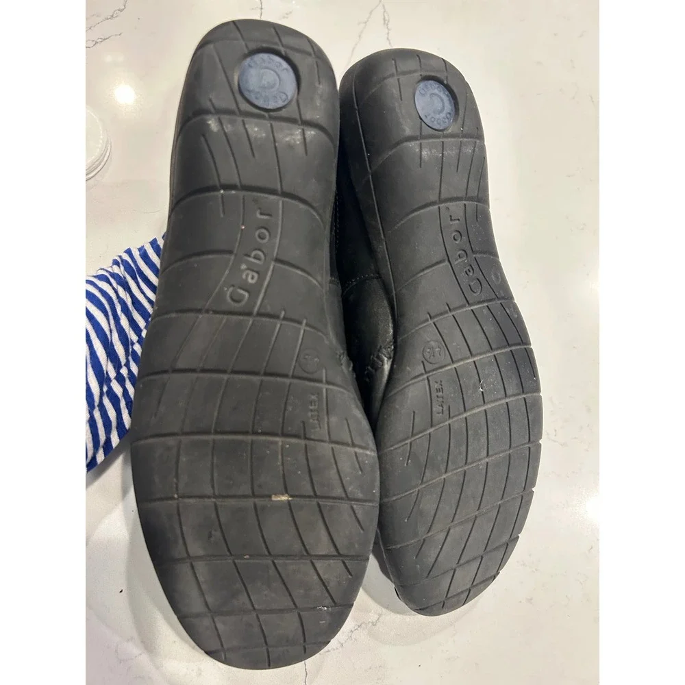 Gabor Mary Jane Flats Black Leather UltraFlexPlus Comfort Square Toe Shoes 4.5